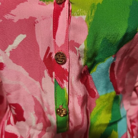 Lilly Pulitzer Rare First Impressions 100% Silk Elsa Top Sz Lg Holy Grail! - Picture 6 of 10